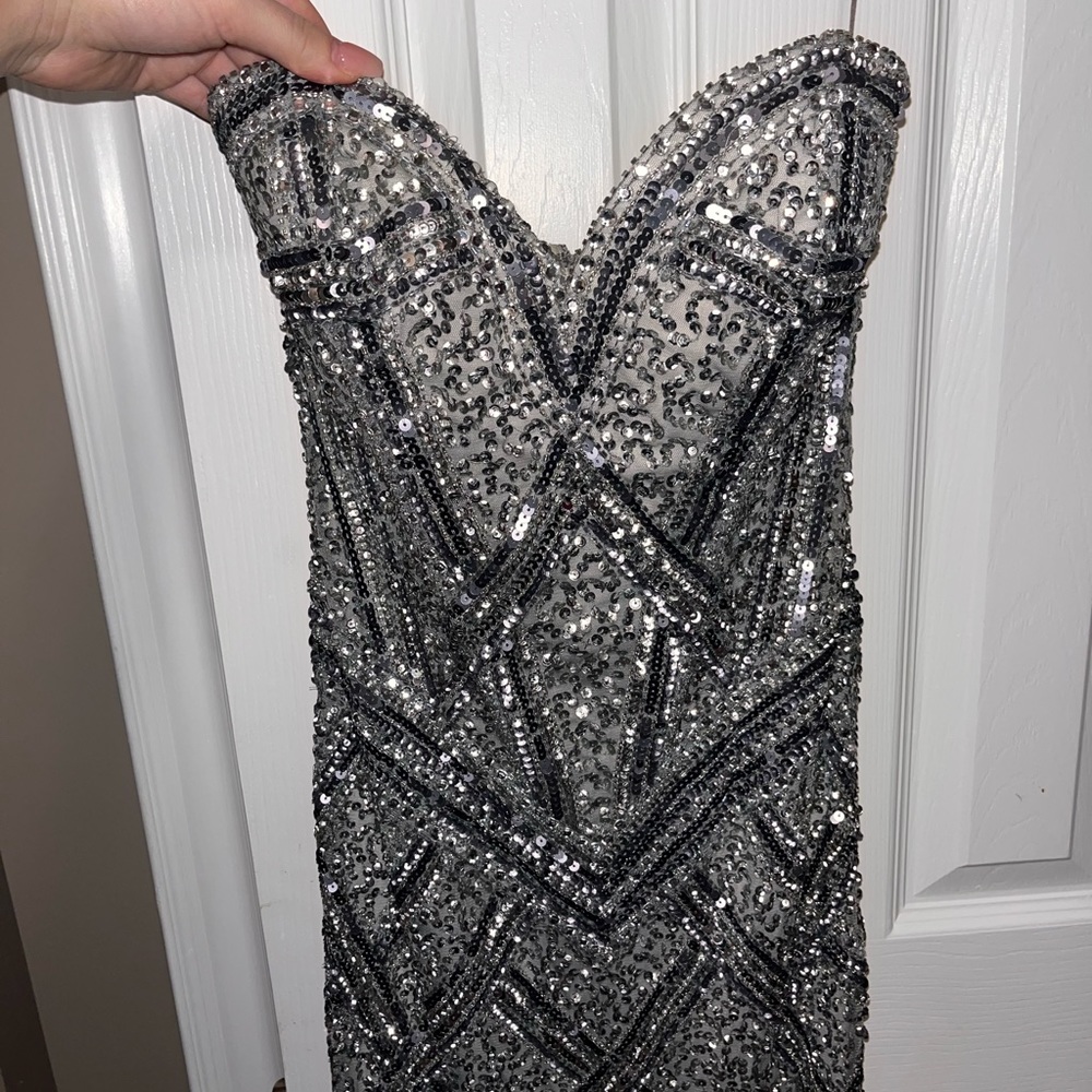 Fully Beaded Strapless Scala Prom Dress